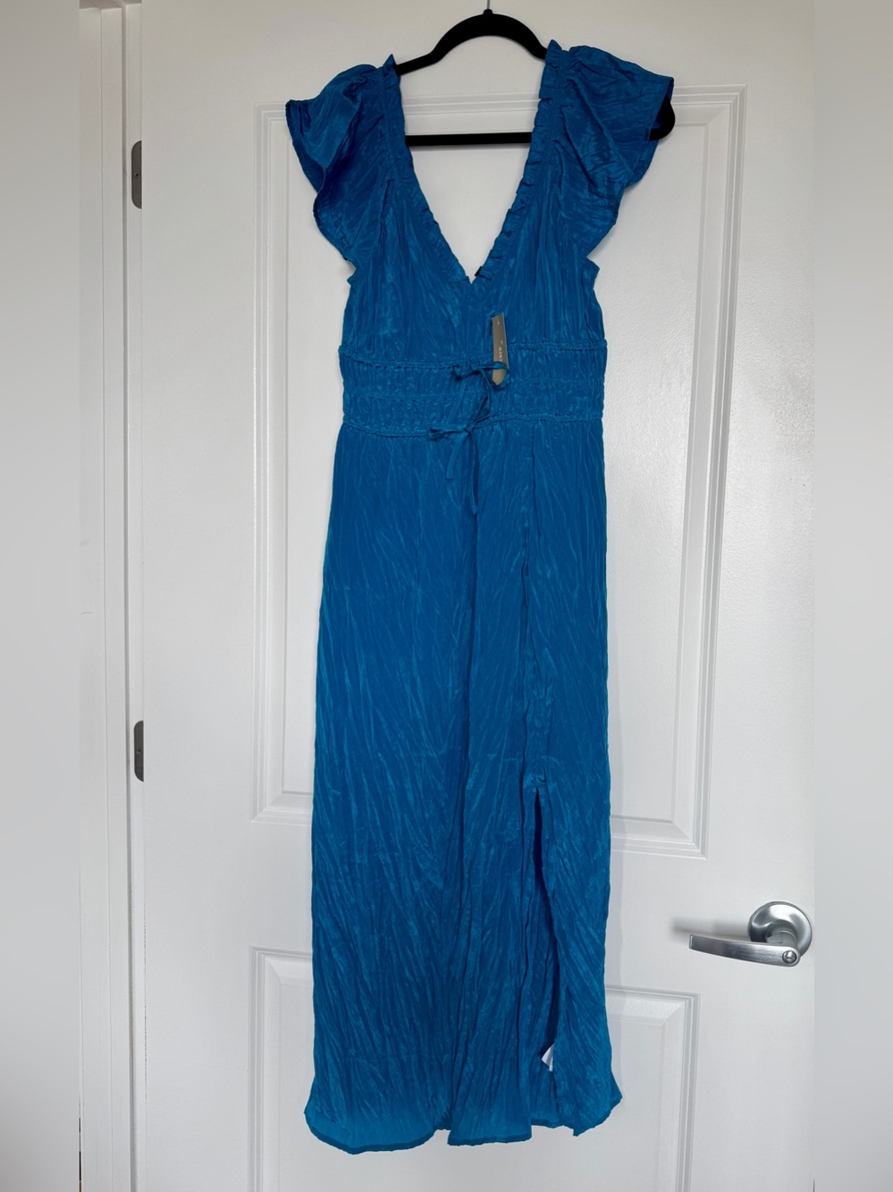 NWT! J. CREW Palermo dress in viscose-blend crinkle Nordic Sea Blue Small CK800 - Picture 3 of 15